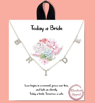 Short Metal Necklace Featuring BRIDE