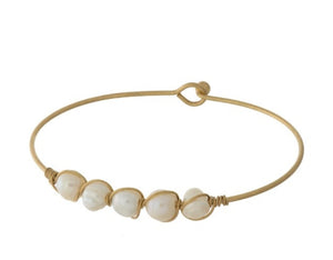 Ivory Pearl Wire Bangle Bracelet