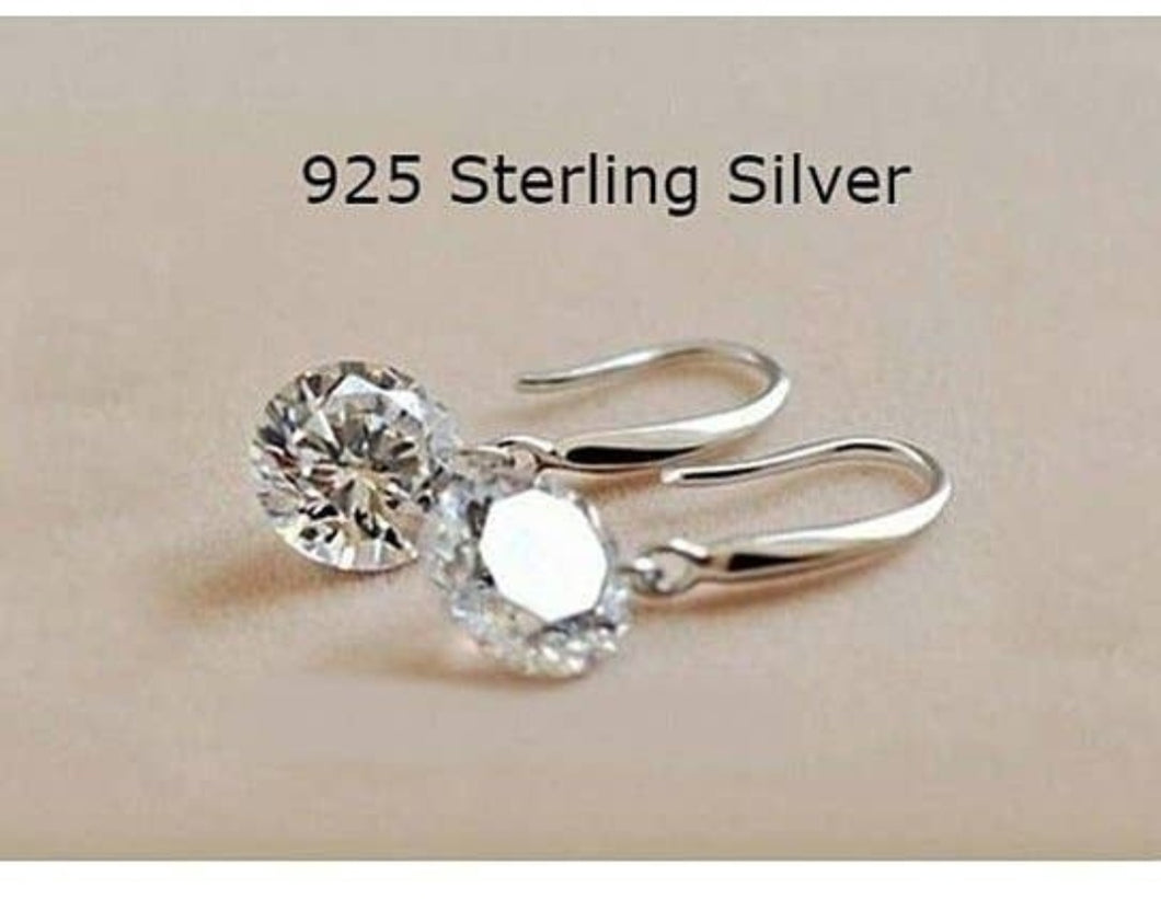 Sterling Silver .925 Stamped Topaz Drop Earrings