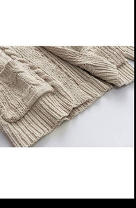 Cable Knit Open Front Casual Cardigan