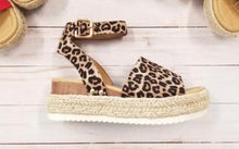 Leopard Espadrille Sandal With Ankle Strap