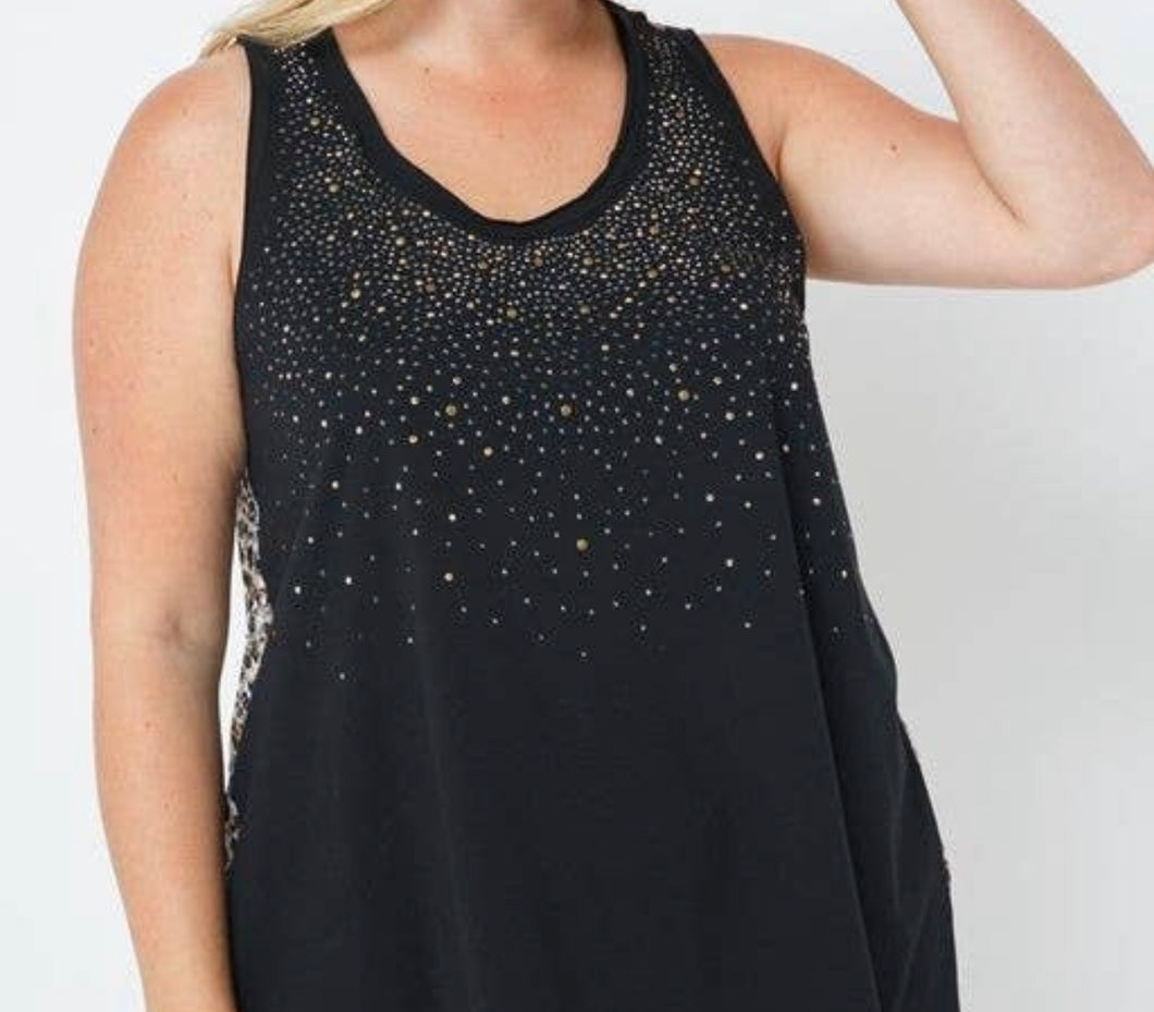 Sleeveless Top with Animal Lace