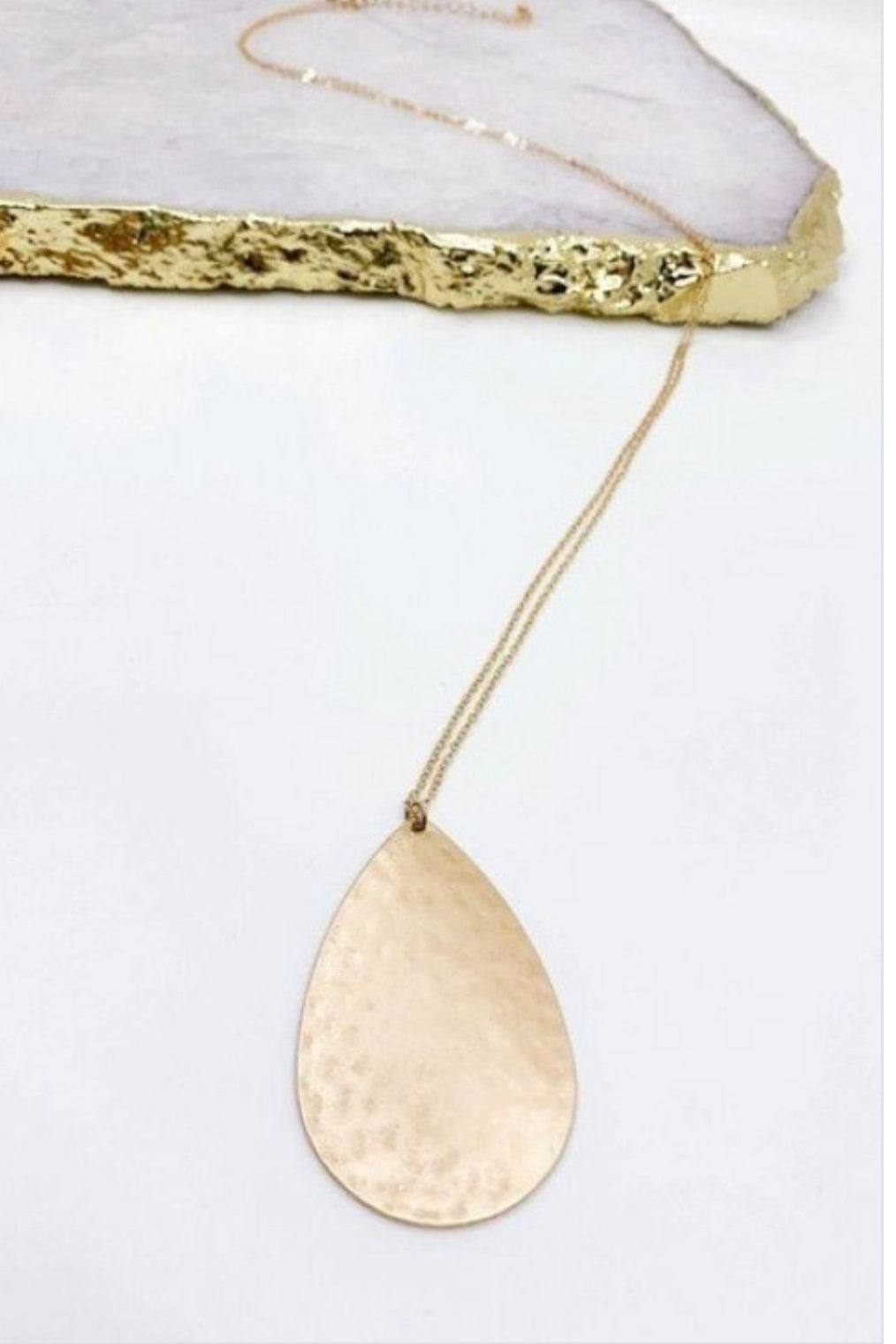 Hammered Teardrop Pendant Necklace