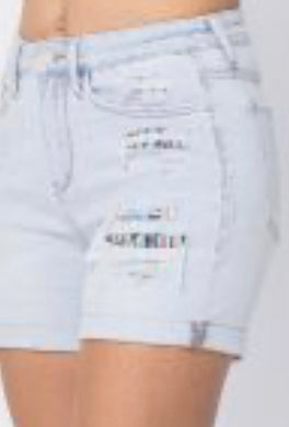 Hi-Rise Cuffed Printed Lining Shorts
