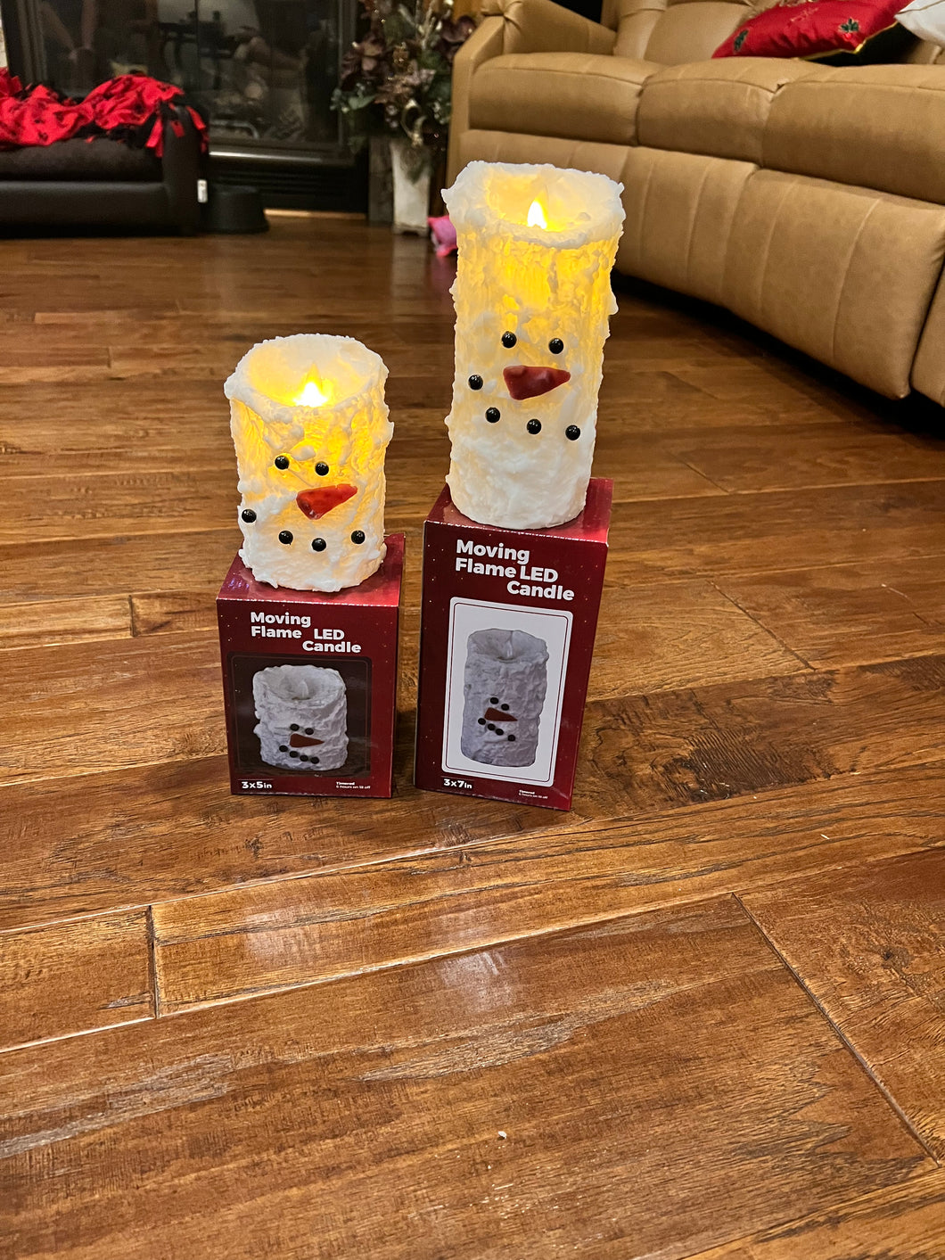 Snowman Moving Flame LED Candle
