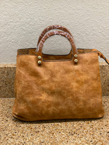 Angie Vintage Satchel with Wood Handle