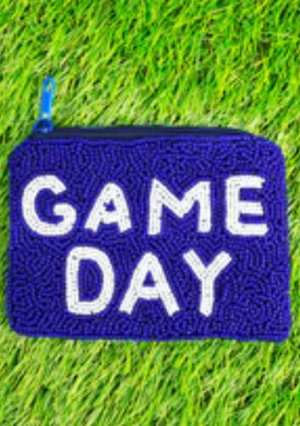 Blue and White “Game Day” Seed Beed Coin Purse